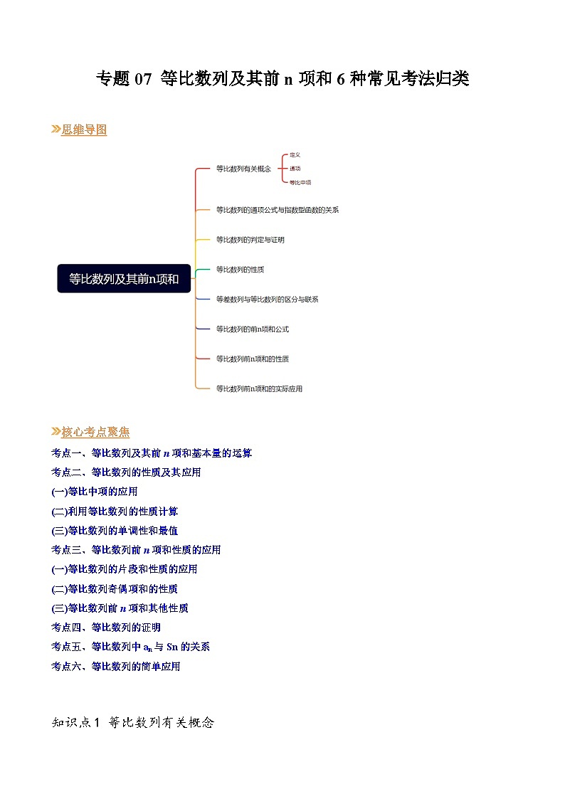 【寒假作业】苏教版2019 高中数学 高二寒假巩固提升训练 复习专题07+等比数列及其前n项和6种常见考法归类-练习.zip01