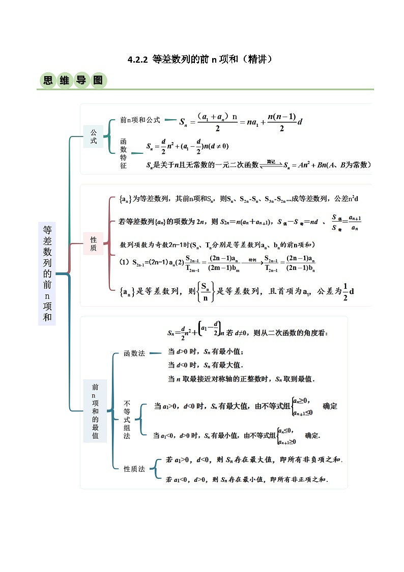 4.2.2 等差数列的前n项和（精讲）（解析版）第1页