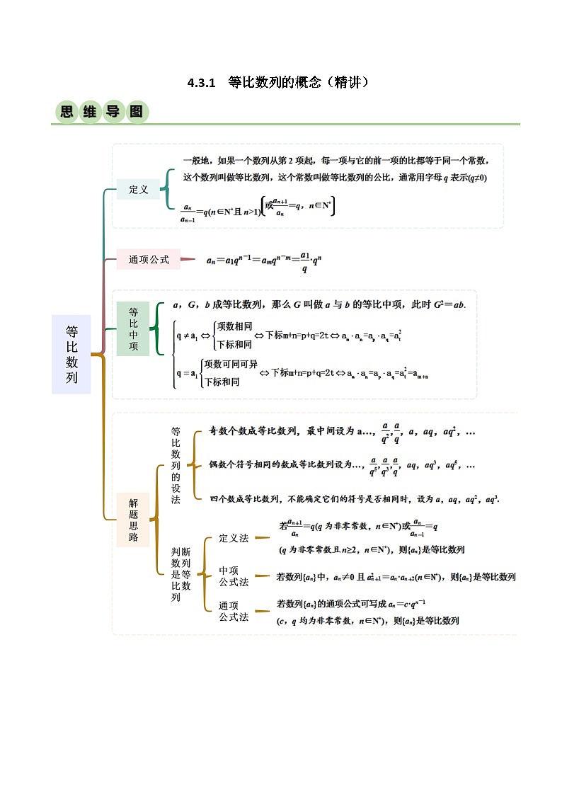 4.3.1  等比数列的概念（精讲）（解析版）第1页