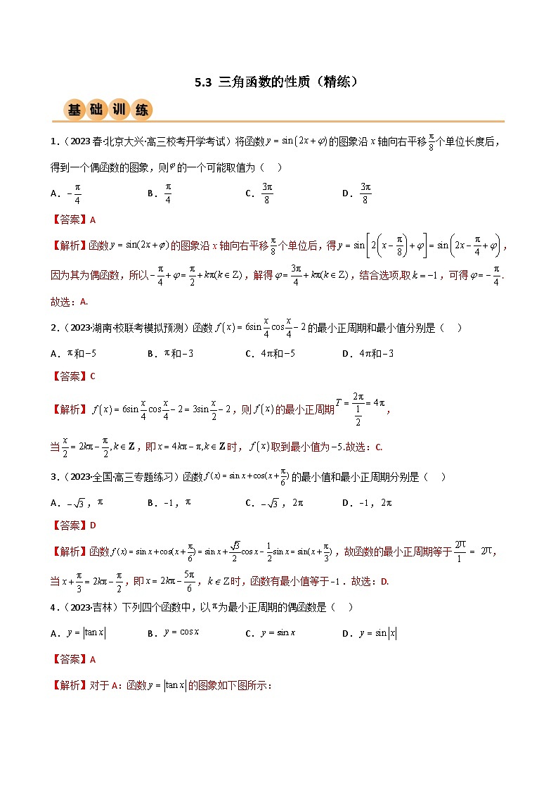 5.3 三角函数的性质（精练）（解析版）第1页