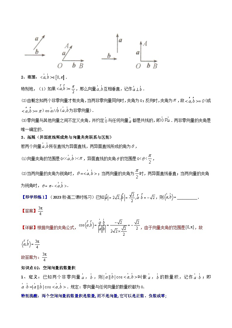 第02讲 1.1.2空间向量的数量积运算-高二数学同步热点题型导与练（人教A版选择性必修第一册）02