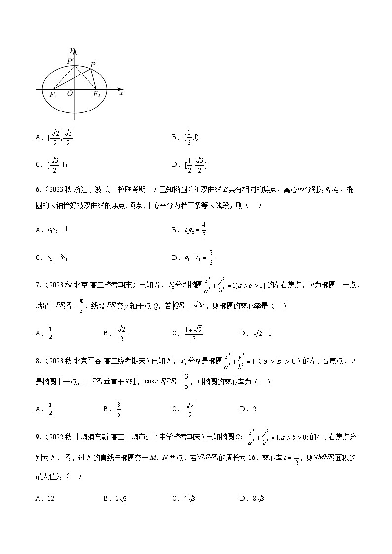 通关练11 椭圆的离心率及其应用-2023-2024学年学年高二数学高效讲与练(人教A版2019选择性必修第一册)02
