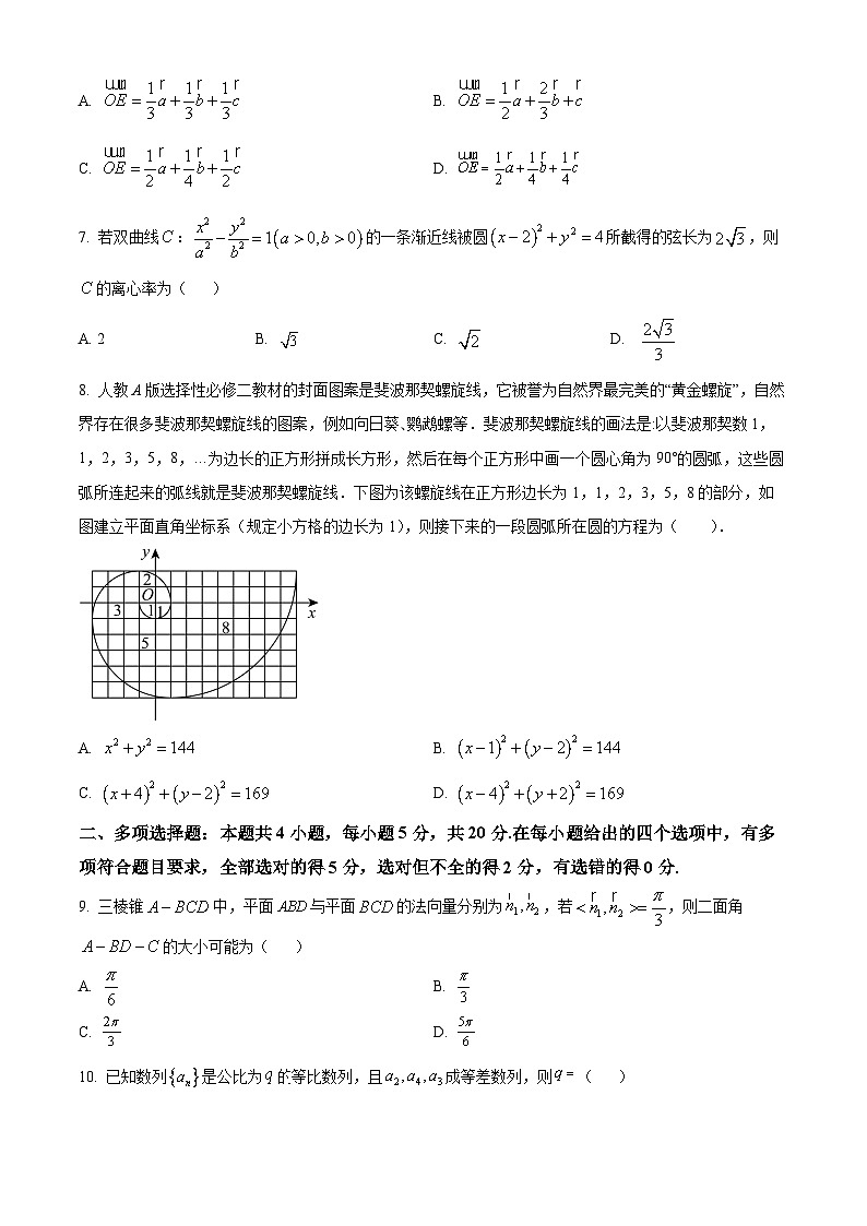 精品解析：广西百色市高二上学期期末教学质量调研测试数学试题（原卷版）第2页