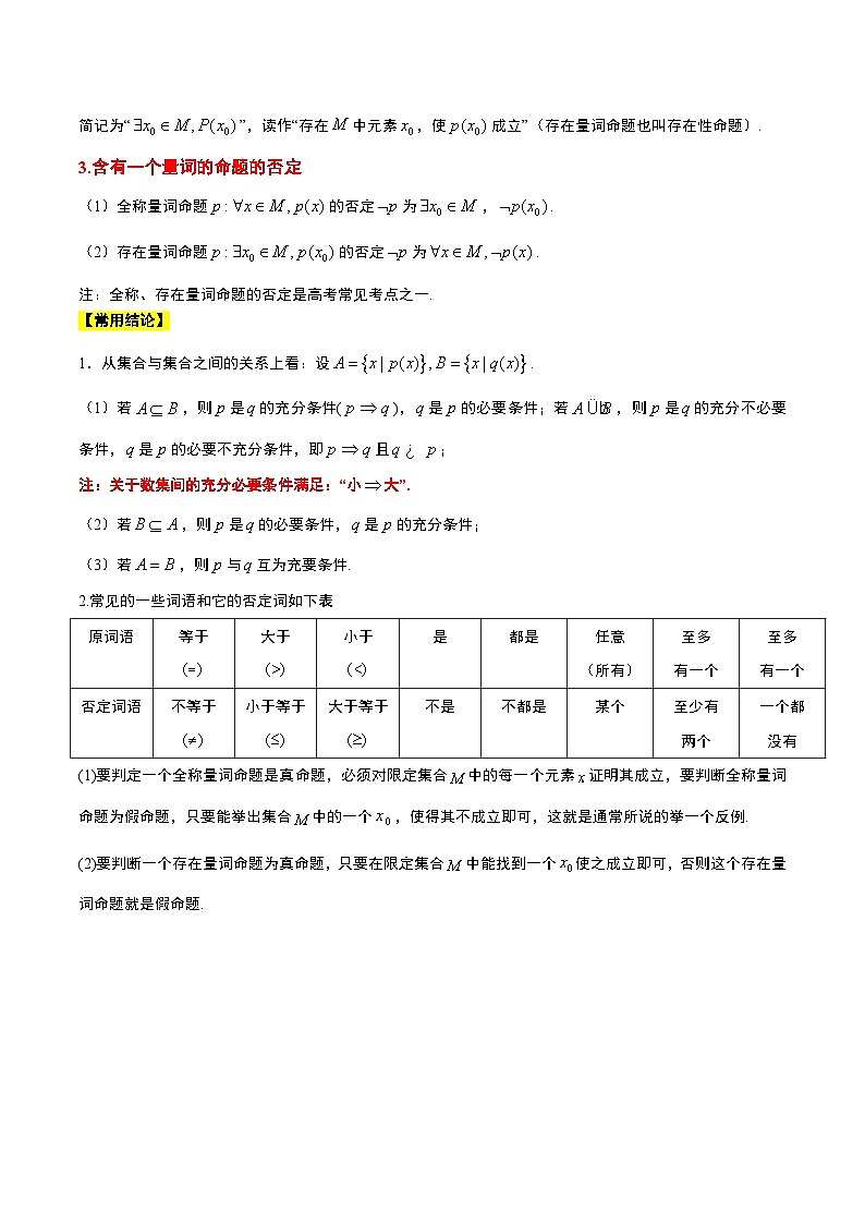 （新高考通用）2024年高考数学【讲义】高频考点题型归纳与方法总结  第02讲 常用逻辑用语（精讲）（原卷版+解析）02