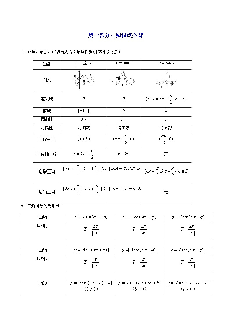 新教材新高考2024年高考数学高频考点精讲精练 第05讲 三角函数的图象与性质（高频精讲）（原卷版+解析版）02