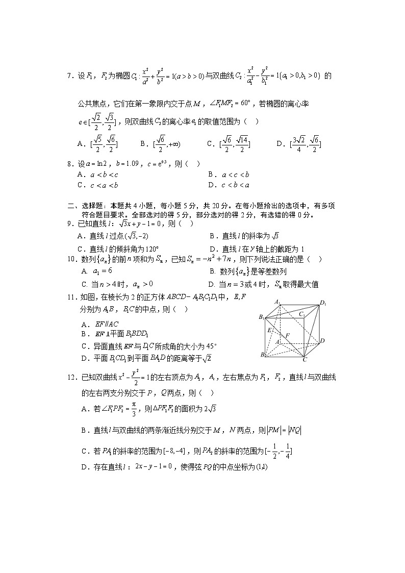 2024张家界高二上学期期末联考数学试题含答案02