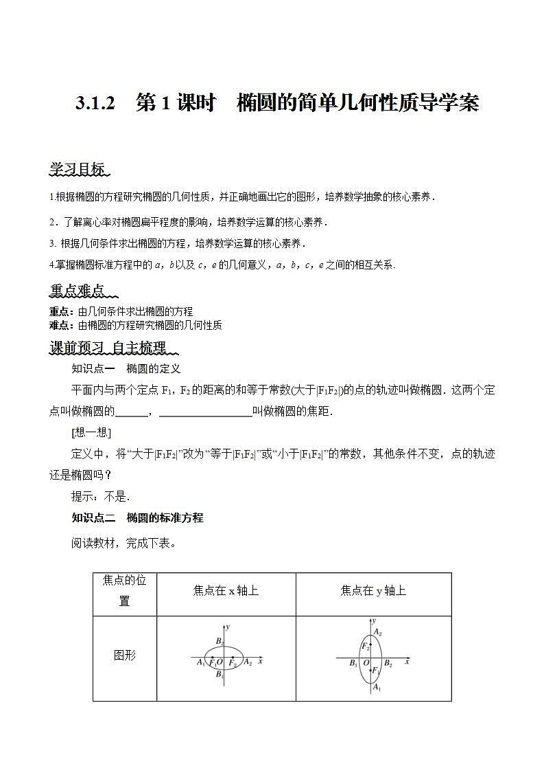 3.1.2《椭圆的简单几何性质》（第1课时）课件+教案+分层练习+导学案（含答案解析）-人教版高中数学选修一01