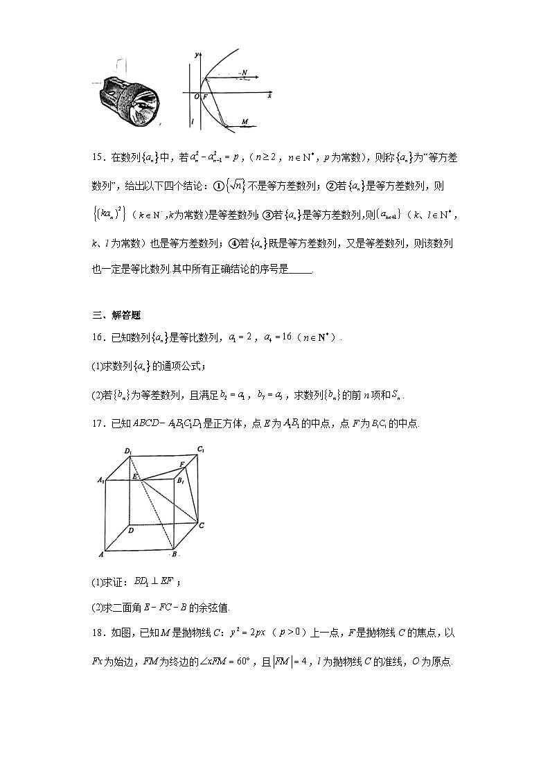 北京市顺义区2023-2024学年高二上学期期末质量检测数学试题03