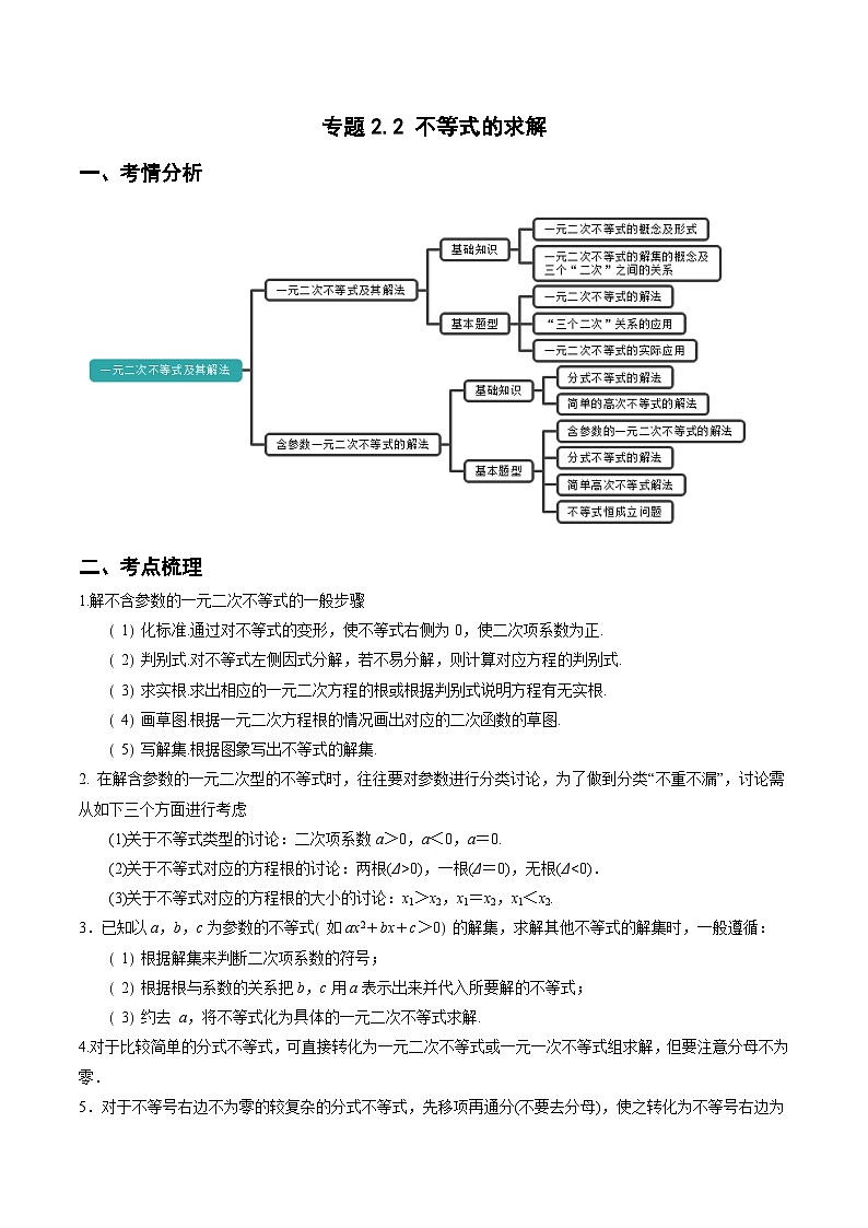 （沪教版2020必修第一册）高一数学上学期精品讲义 专题2.2 不等式的求解（重难点突破）（原卷版+解析）第1页