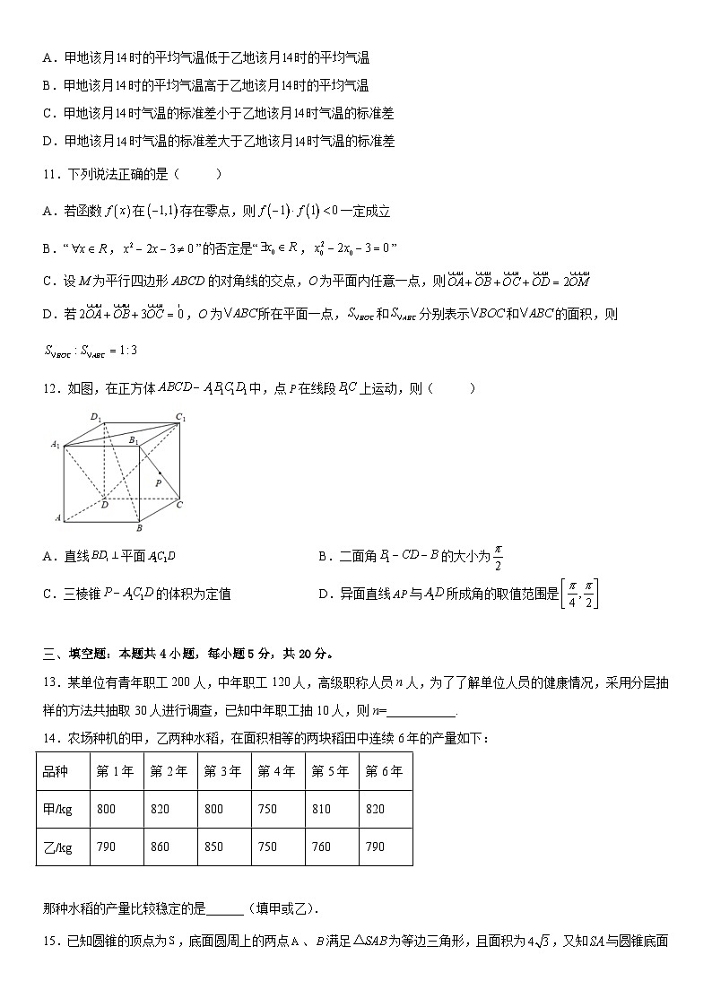 （人教A版2019必修第二册）数学《考点•题型 •技巧》精讲与精练高分突破 数学下学期期末考试高分突破必刷检测卷（提高版）（考试版）03