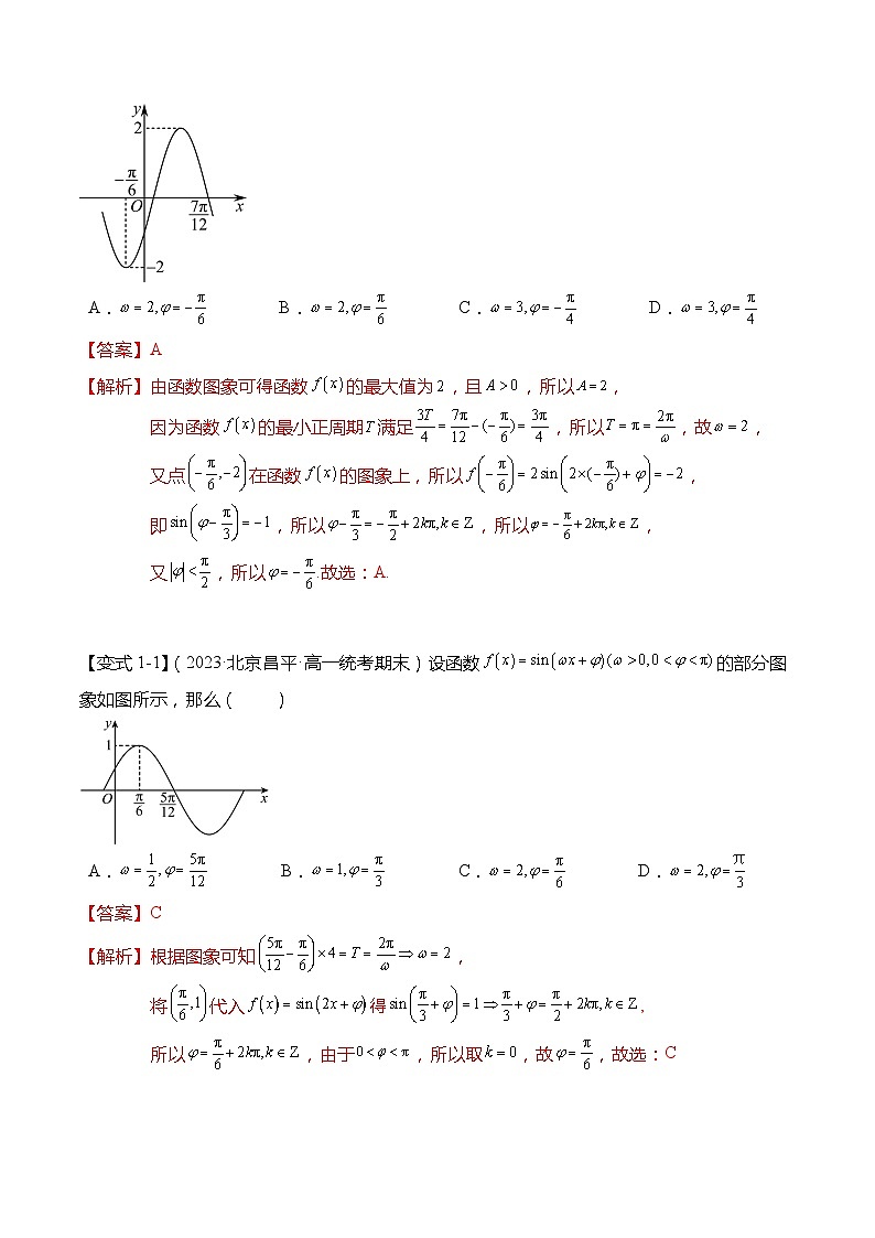 7.3.3 函数y=Asin(ωx+φ)（7大题型）-高一数学同步讲与练（苏教版必修第一册）03