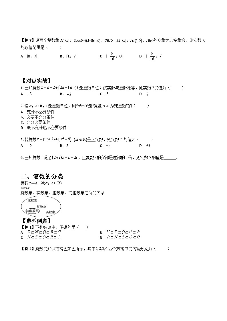 (人教A版2019必修第二册)高一下学期数学同步精讲 7.1.1数系的扩充和复数概念(典例精讲)(原卷版+解析)第2页