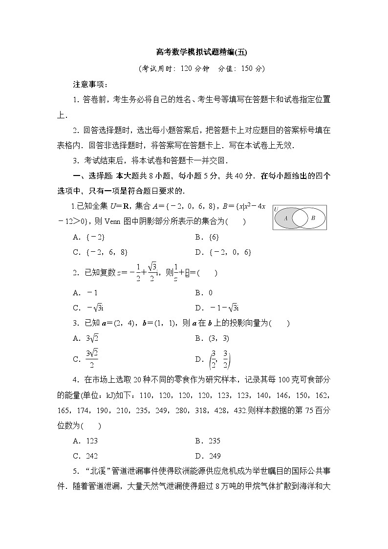 2024年高考数学第二轮复习：高考数学模拟试题精编(五)01