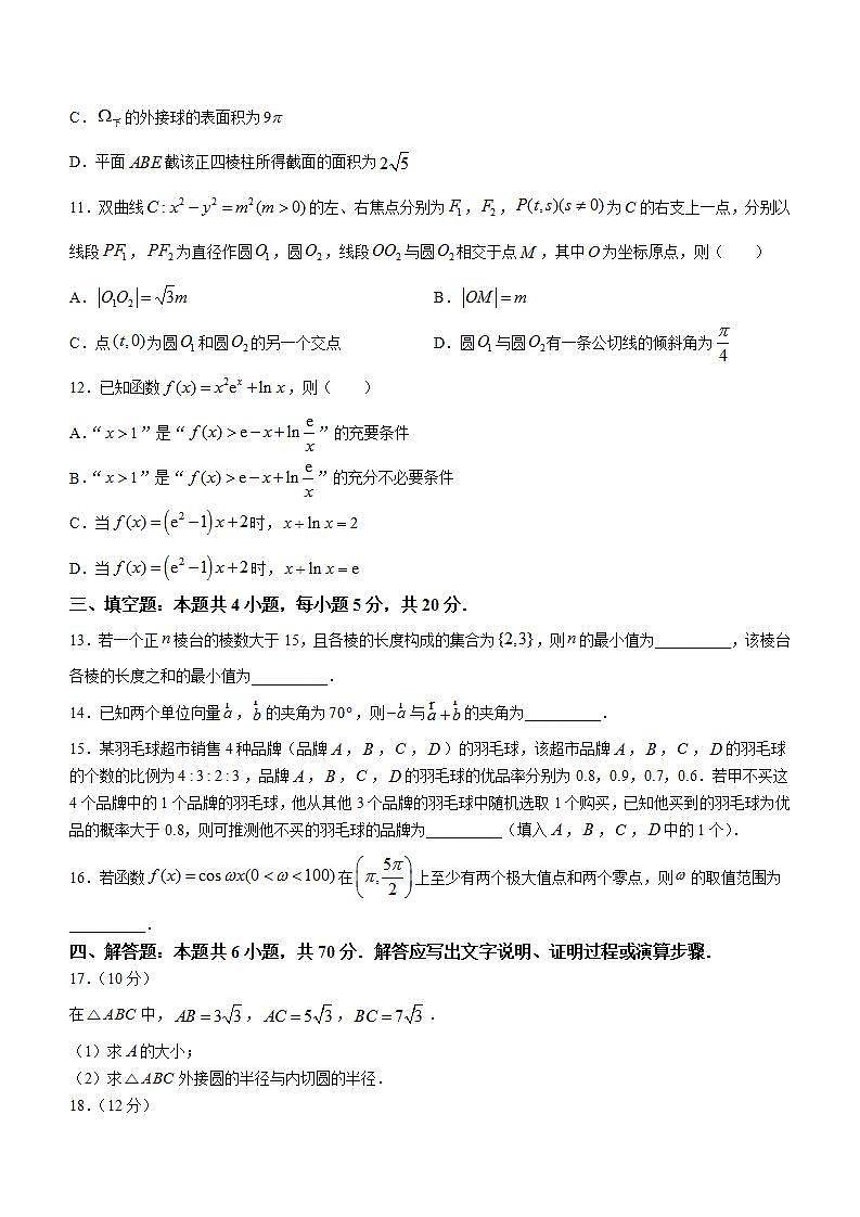 山西省晋城市2023-2024学年高三上学期第一次模拟考试(期末)数学试题第3页