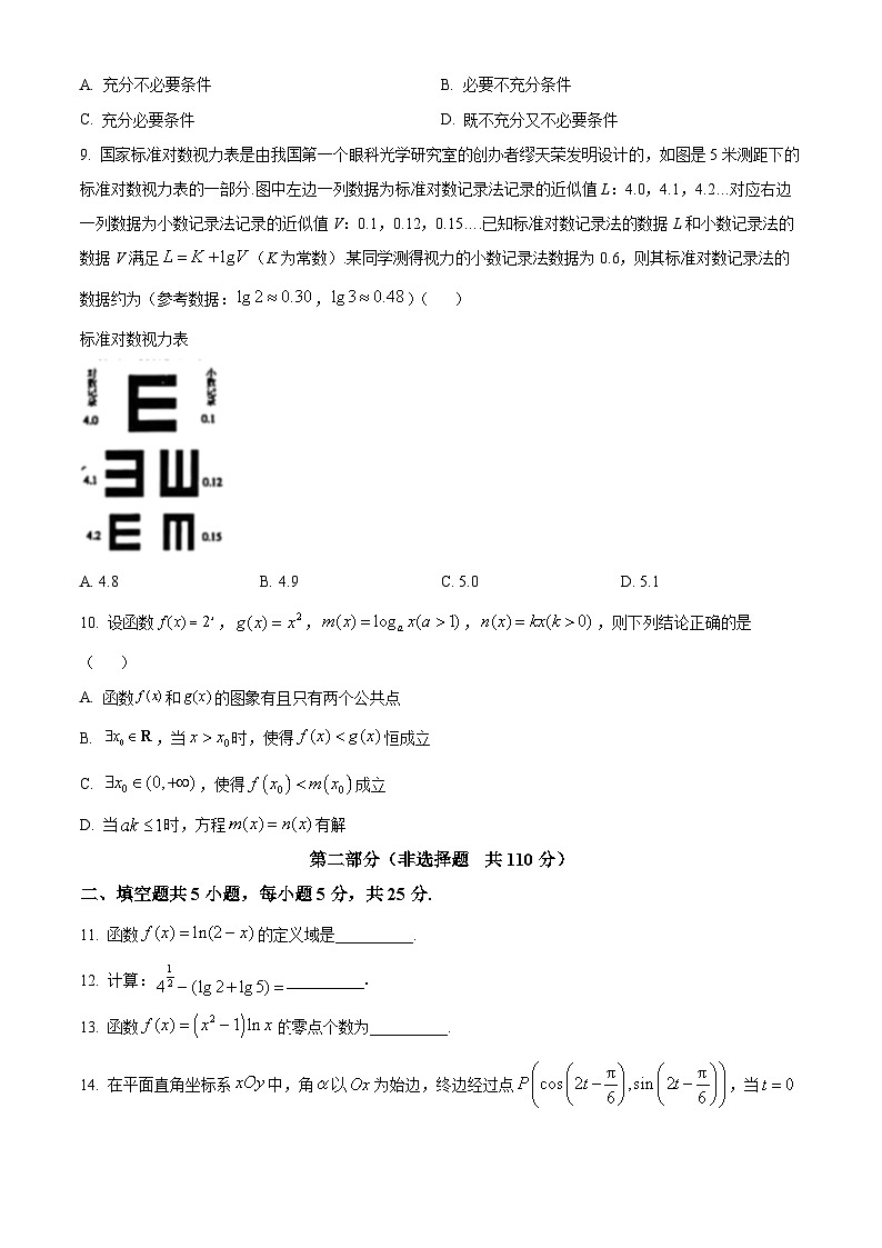 2024北京通州区高一上学期期末试题数学含解析02