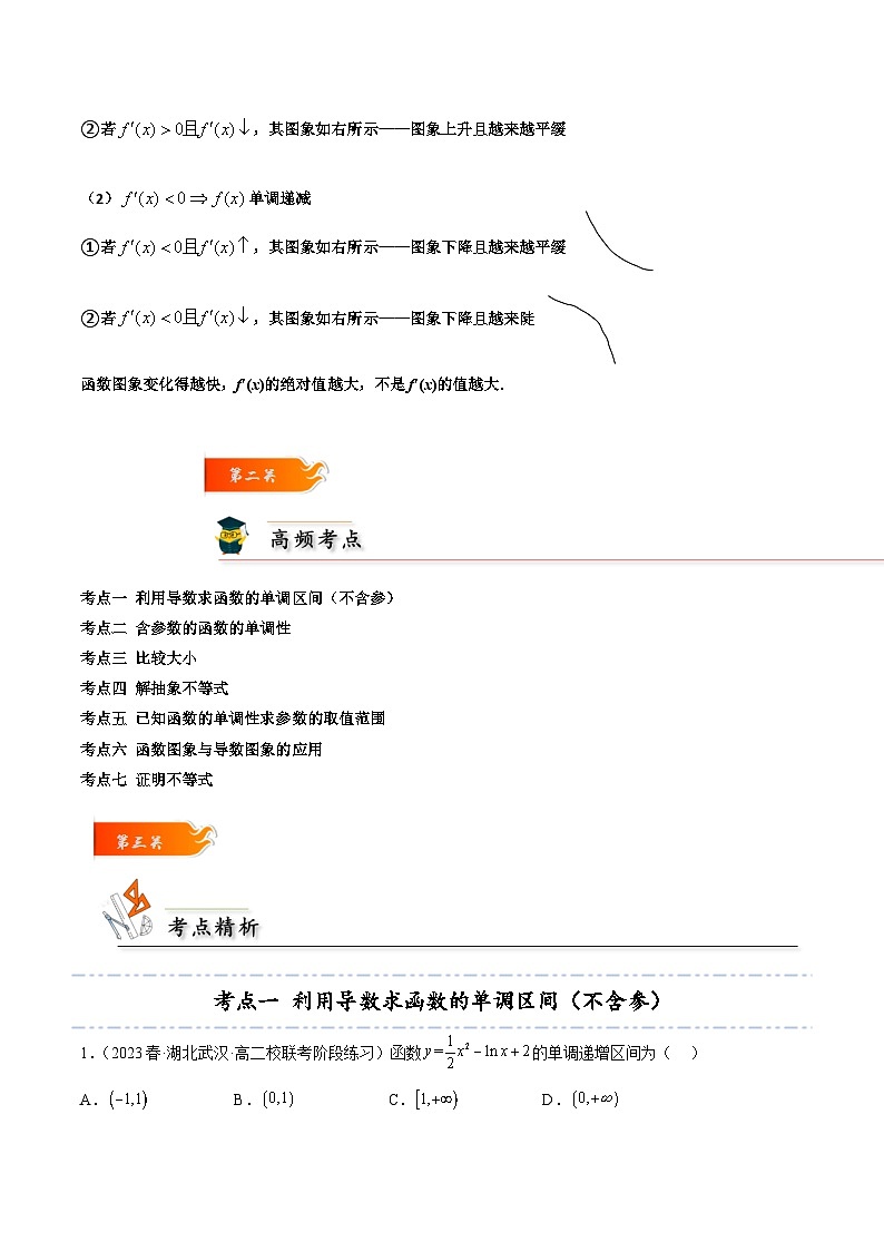 考点22 函数的单调性7种常见考法归类-高二数学题型归纳与解题策略(人教A版选择性必修第二册)（原卷版）第2页