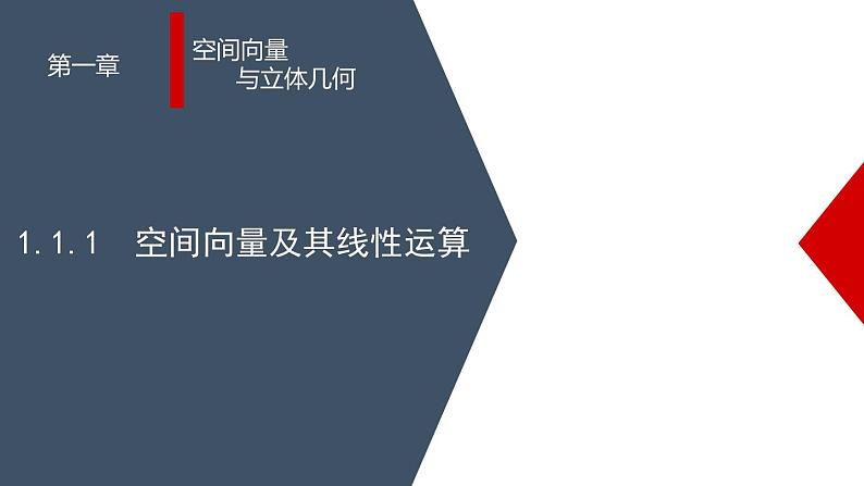 (人教A版（2019）选择性必修第一册)高二上学期数学 1.1.1  空间向量及其线性运算 课件第1页
