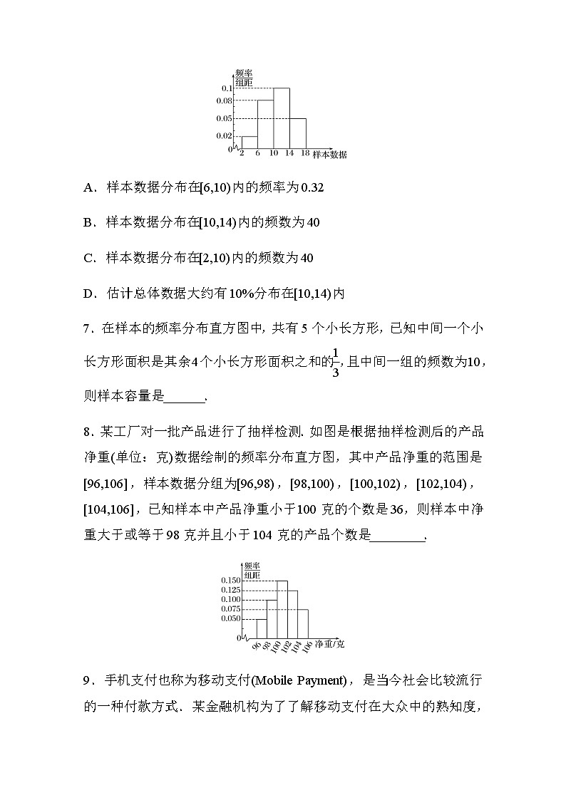 第九章 9.2.1　第1课时　总体取值规律的估计 课时练（含答案）—2024春高中数学人教A版必修第二册03