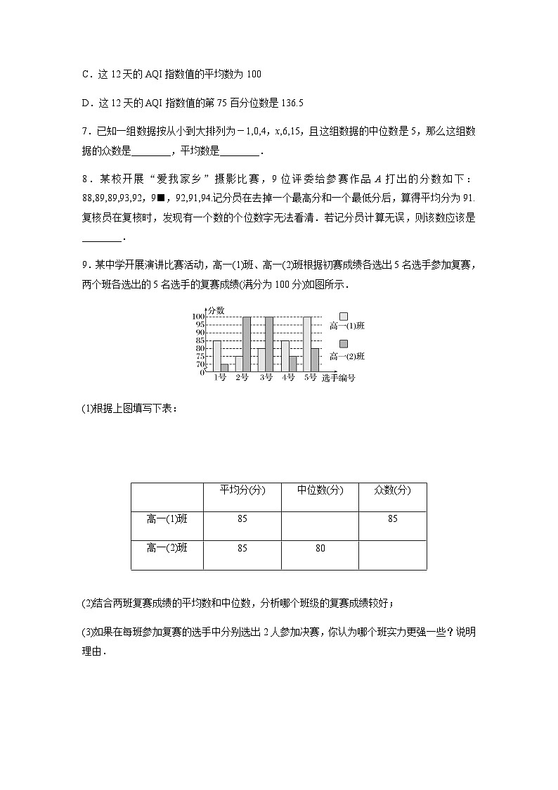第九章 9.2.3　总体集中趋势的估计 课时练（含答案）—2024春高中数学人教A版必修第二册03