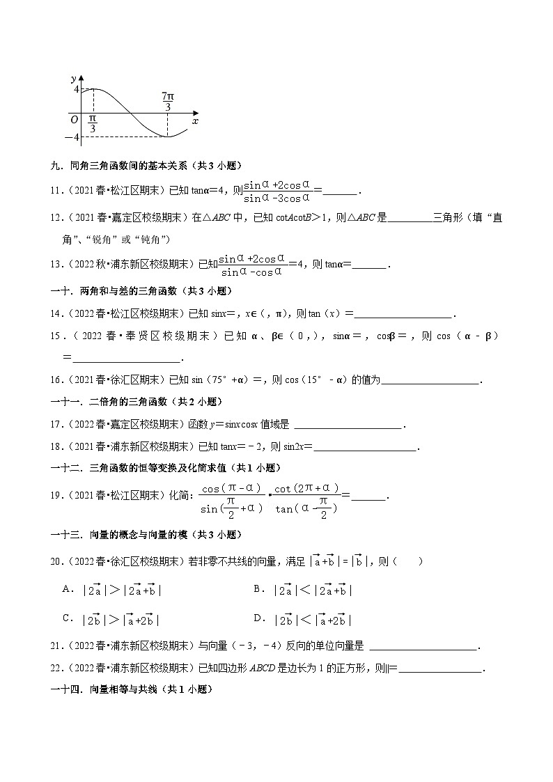 上海高一下期末真题精选（基础60题32个考点专练）（原卷版）第2页
