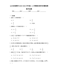 山东省淄博市2023-2024学年高二上学期期末教学质量检测数学试题