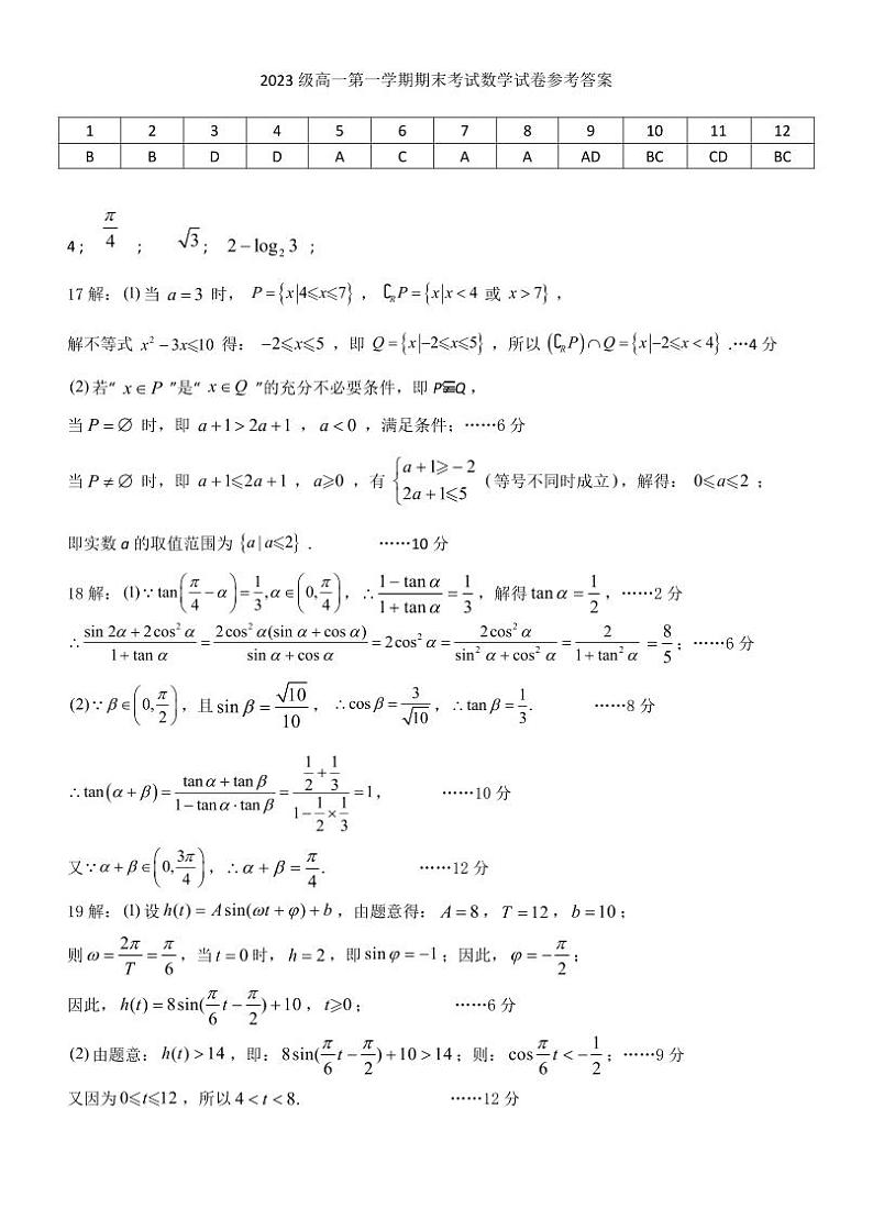 广东省汕头市金山中学2023-2024学年高一上学期期末考试数学试卷（PDF版附答案）01