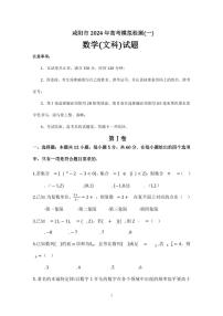 陕西省咸阳市2024届高三上学期第一次模拟考试数学（文）试卷（PDF版附答案）