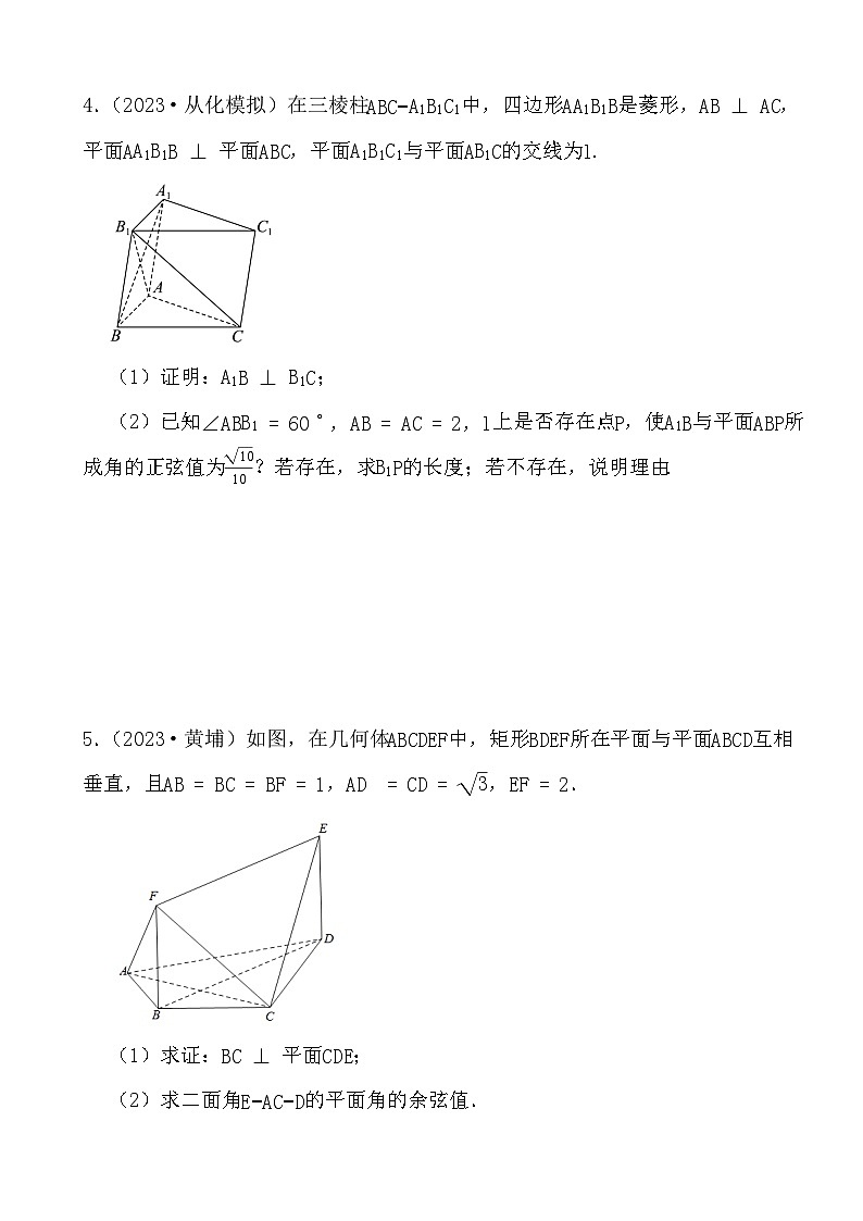 2024年浙江省高考数学二轮专题训练：立体几何初步第3页