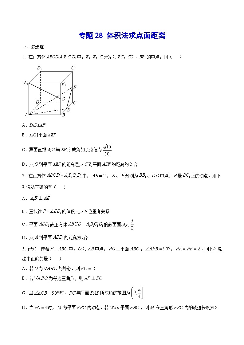 2024年高考数学突破145分专题28 体积法求点面距离(原卷版)12第1页