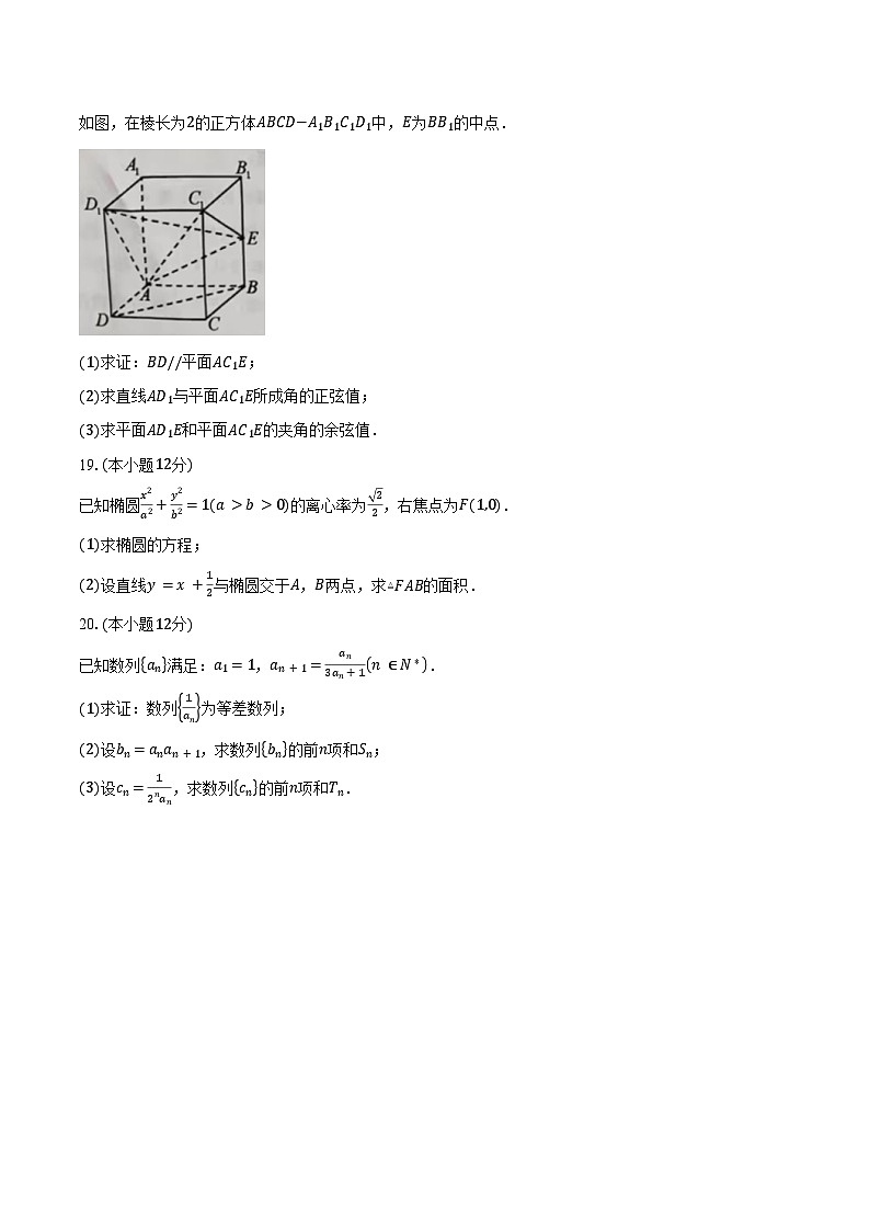 2023-2024学年天津市宁河区高二上学期期末考试数学试题（含解析）03