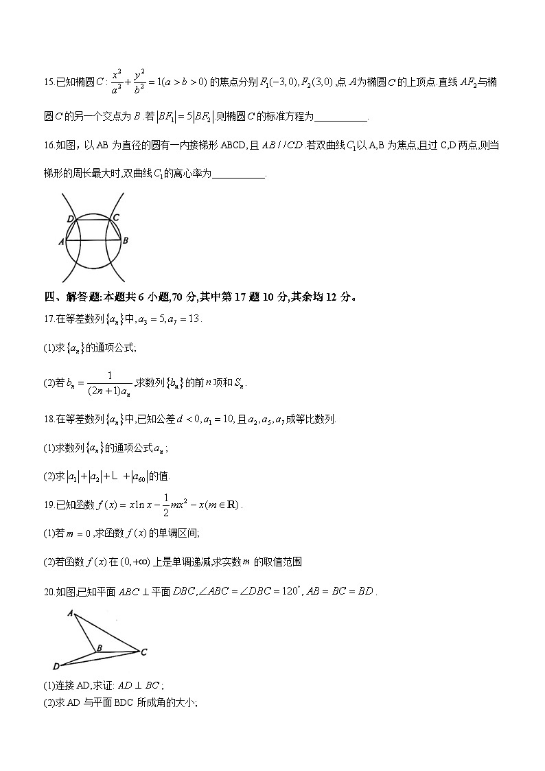 陕西省西安市阎良区教育局2023-2024学年高二上学期期末质量检测数学试卷03