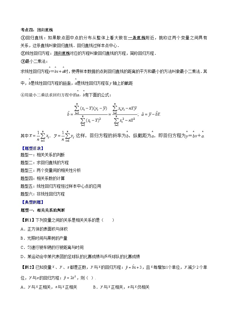 第12讲 变量间的相关关系6种题型总结(原卷版）第2页