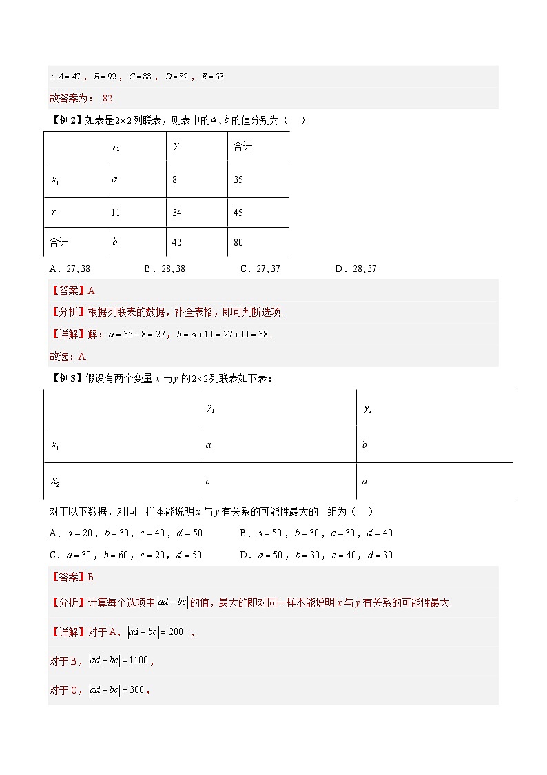第13讲 独立性检验3种常考题型-高二数学同步教学题型讲义（人教A版选择性必修第三册）02