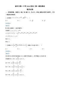 浙江省嘉兴市第一中学2024届高三第一次模拟测试数学试题（学生及教师版）