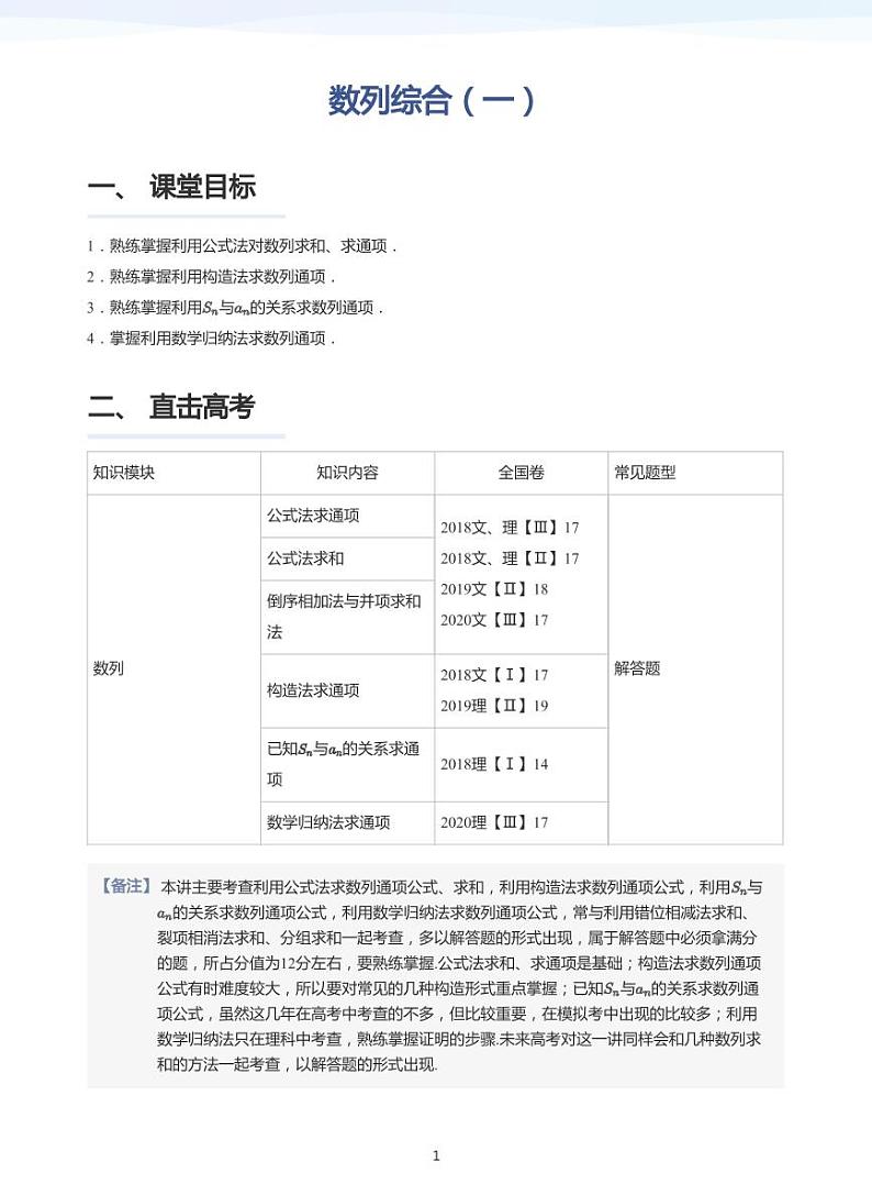 学而思高三寒假数学【题集及讲义】01