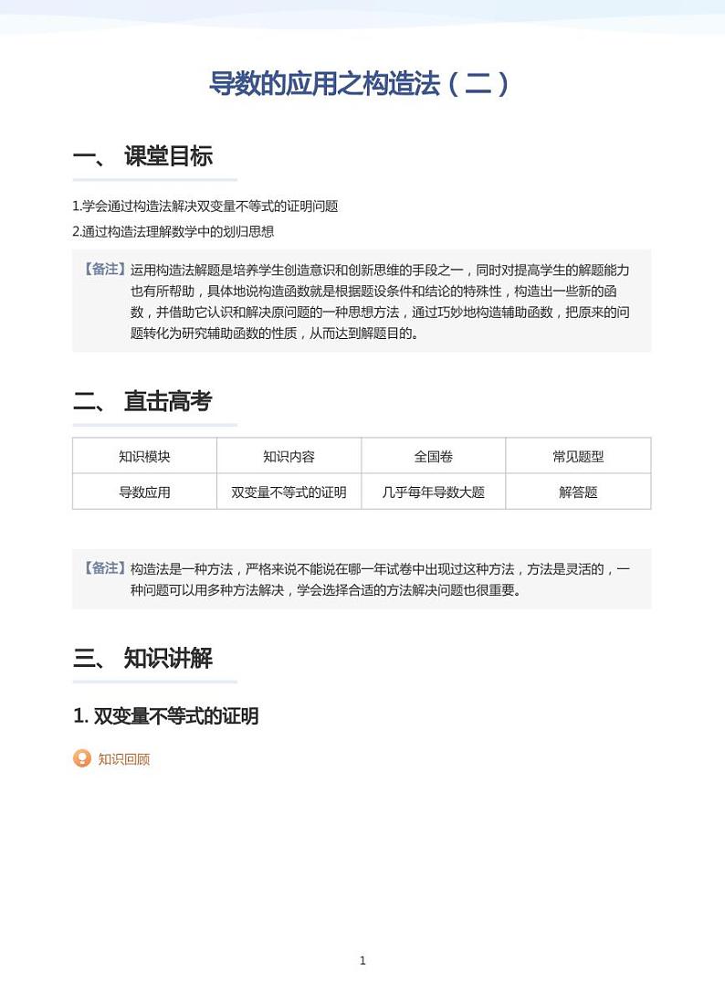 学而思高三寒假数学【题集及讲义】01