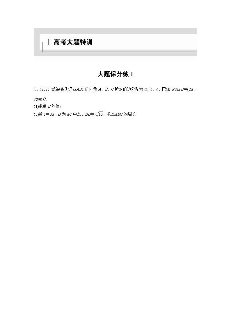 2024学生版大二轮数学新高考提高版（京津琼鲁辽粤冀鄂湘渝闽苏浙黑吉晋皖云豫新甘贵赣桂）大题保分练14301