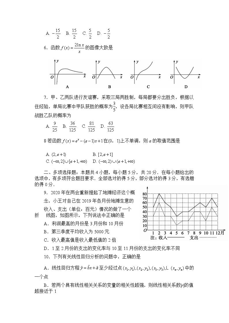 山东省德州市2019-2020学年高二下学期期末考试 数学试题第2页