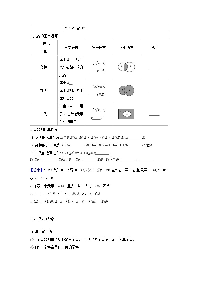 第01讲  集合-2024年高考一轮复习知识清单与题型专练02