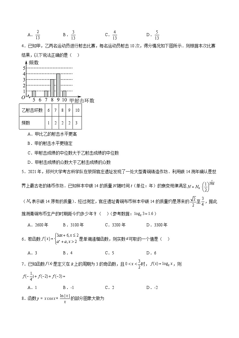 高一数学开学摸底考02（全国甲卷、乙卷专用）（考试版）第2页