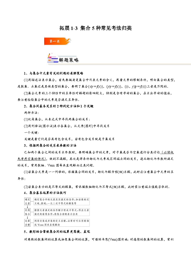 拓展1-3 集合5种常见考法归类-2024-2025学年高一数学高频考点专题练（人教A版必修第一册）01
