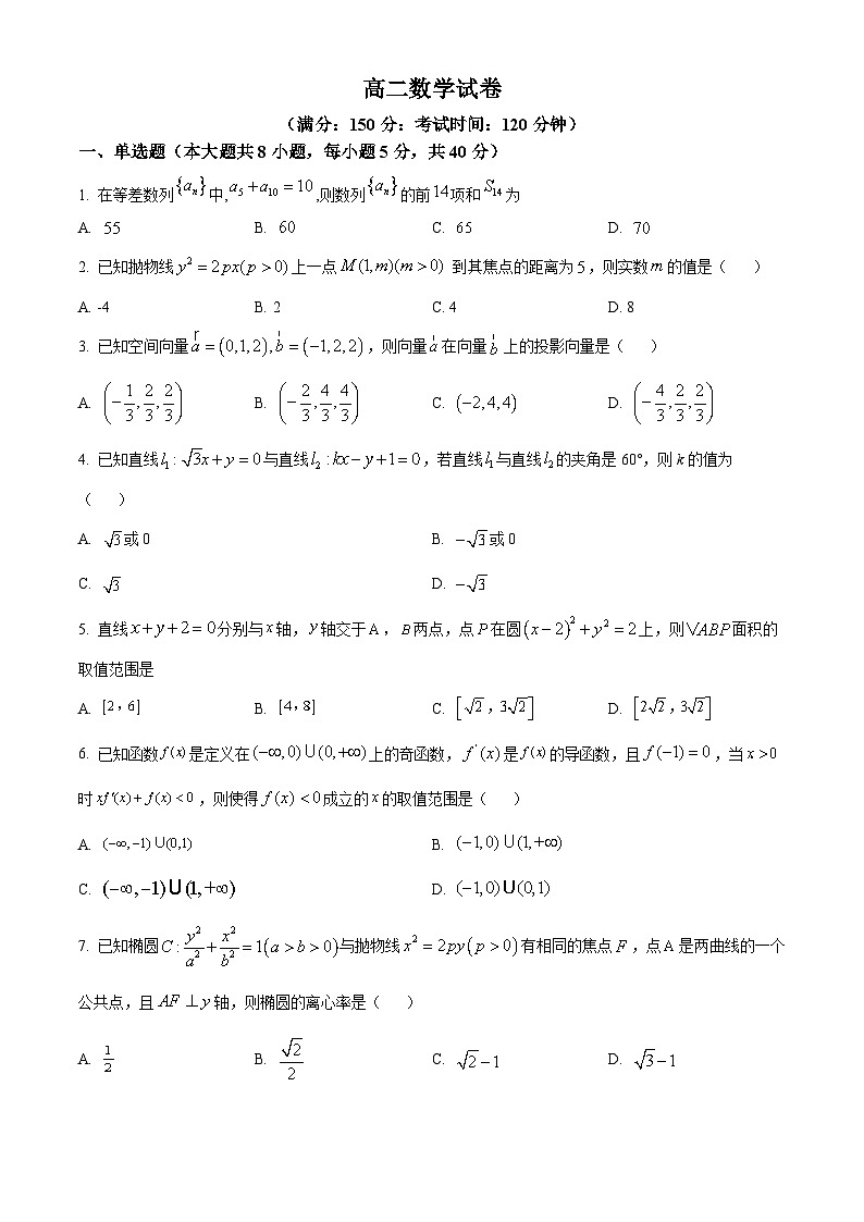 福建省福州教育学院附属中学2023-2024学年高二上学期期末考试数学试题（Word版附解析）01