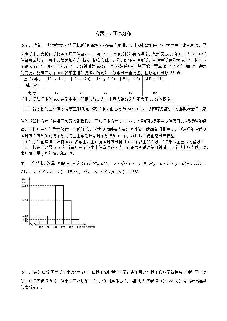 高三数学高考高分突破之概率统计专题15 正态分布（原卷版）19第1页