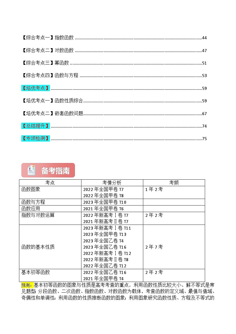 专题12 函数-2024届高考数学二轮专题复习考点分层与专项检测（新高考专用）解析版第2页