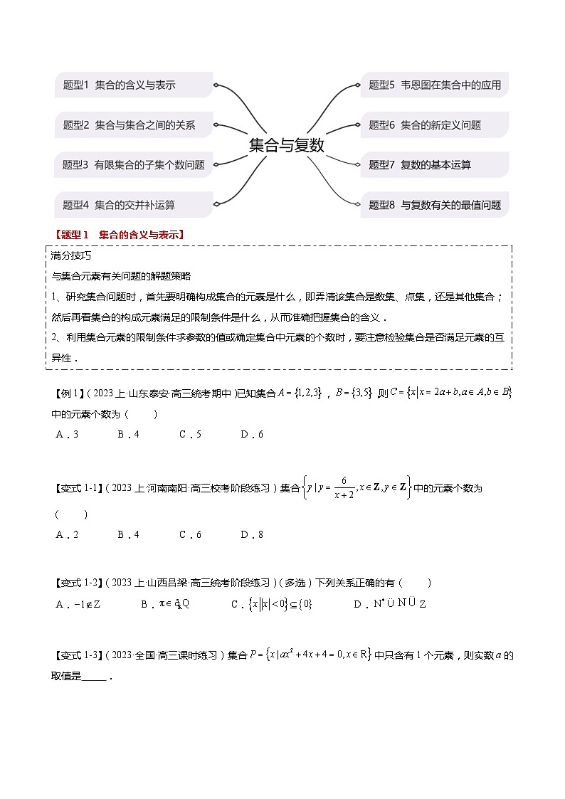 热点1-1 集合与复数（8题型+满分技巧+限时检测）-2024年高考数学【热点·重点·难点】专练（新高考专用）02