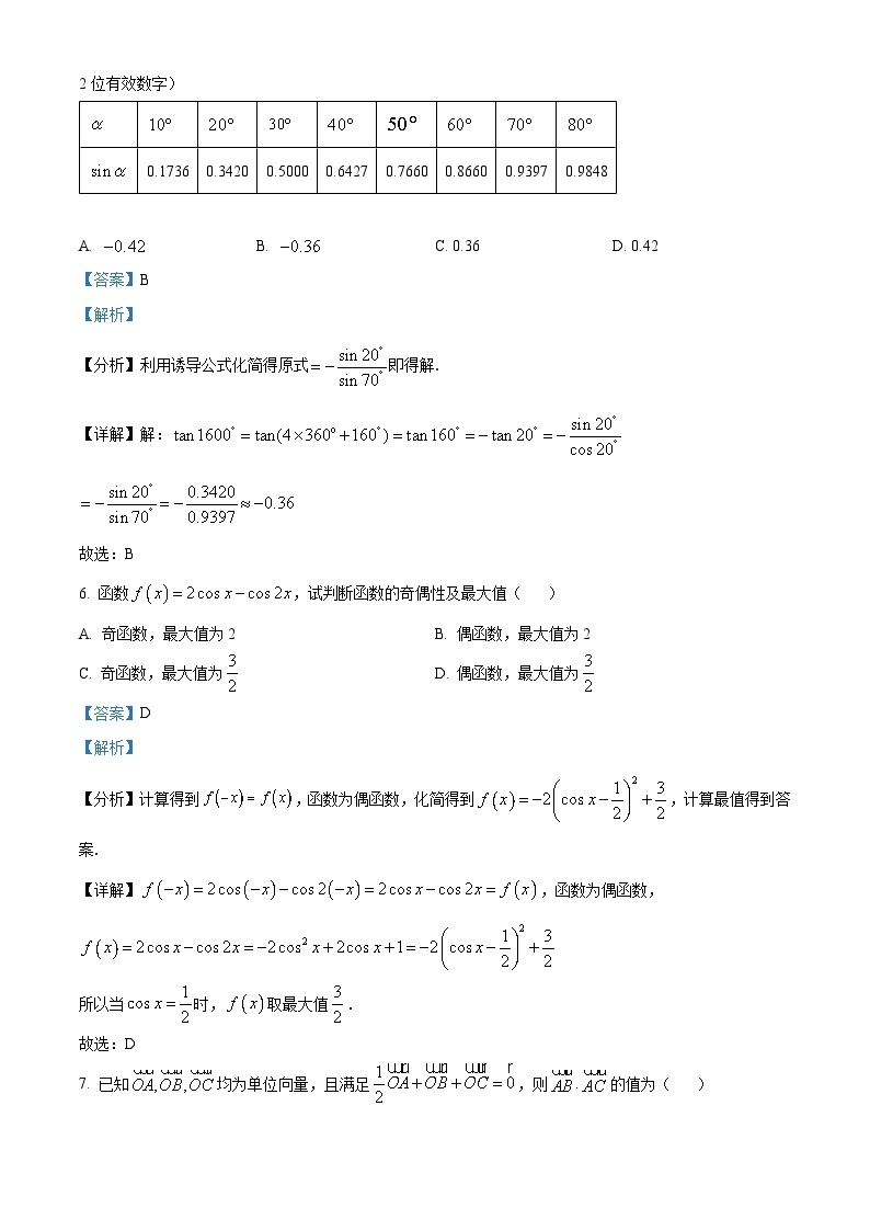 2022-2023学年江苏省南京市金陵中学高一下学期期中数学试题03