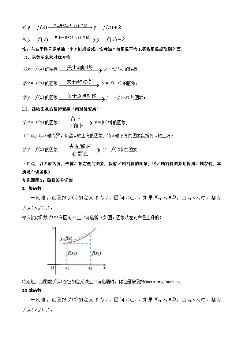专题05 函数的基本性质（单调性、奇偶性、对称性、周期性）（考点清单）-2024-2025学年高一数学上学期期末重难点突破（人教A版2019）03