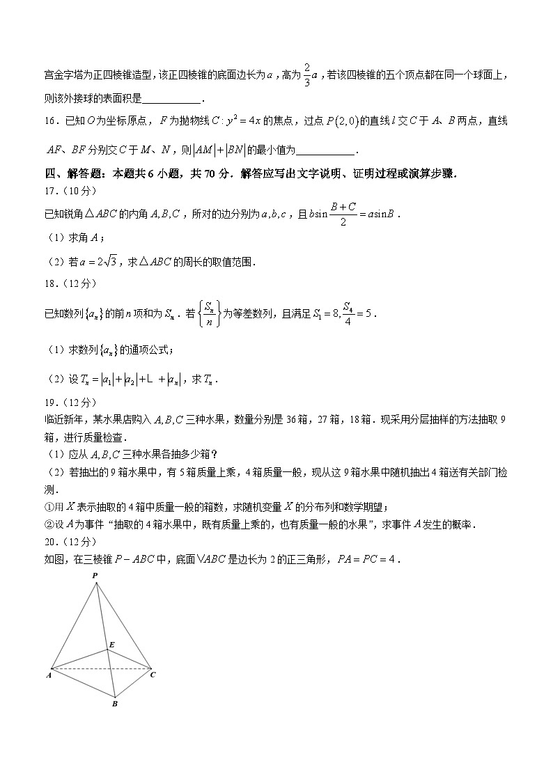浙江省绍兴市柯桥区2023-2024学年高三上学期1月期末考试数学试题（Word版附答案）03