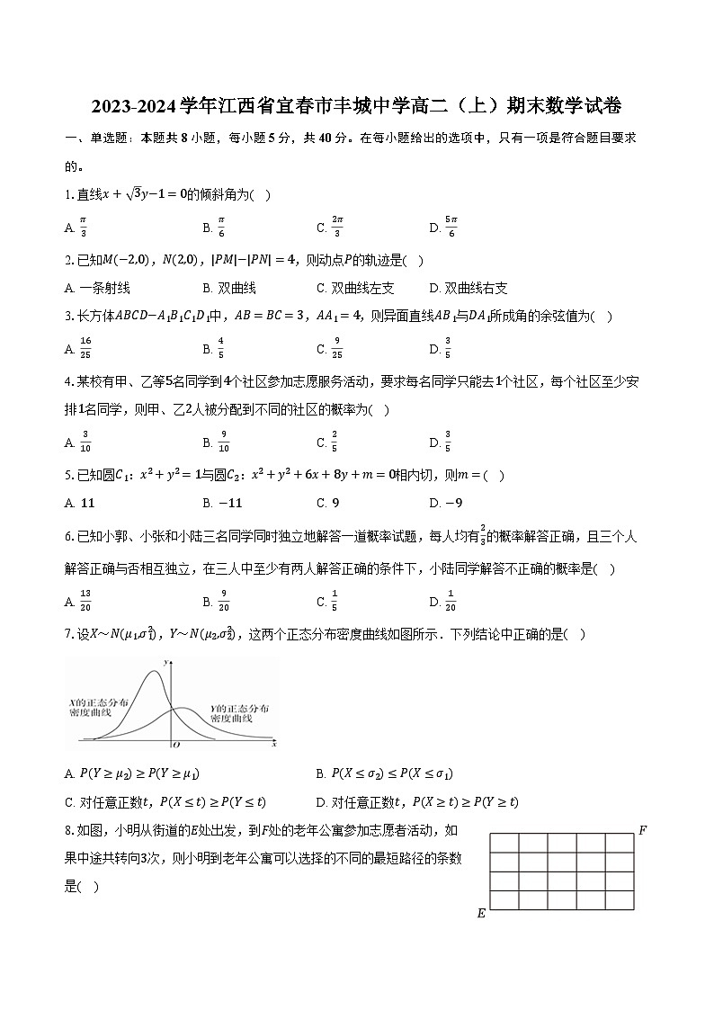 2023-2024学年江西省宜春市丰城中学高二（上）期末数学试卷（含解析）01