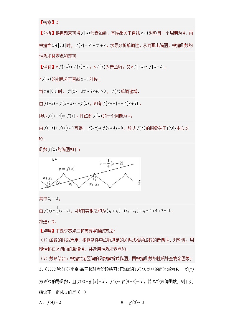 【突破压轴冲刺名校】 压轴专题01 函数的基本性质小题综合 2023届新高考数学复习尖子生30题难题突破（江苏专用）02